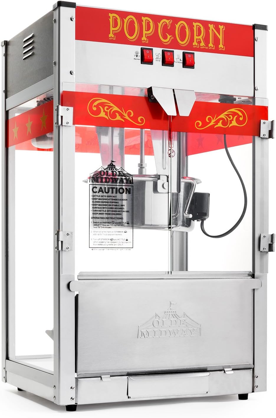 Olde Midway 12oz Commercial Popcorn Maker - Red