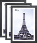 VCK 16x24 Poster Frames Set of 3 - Black Solid Wood Gallery Frames