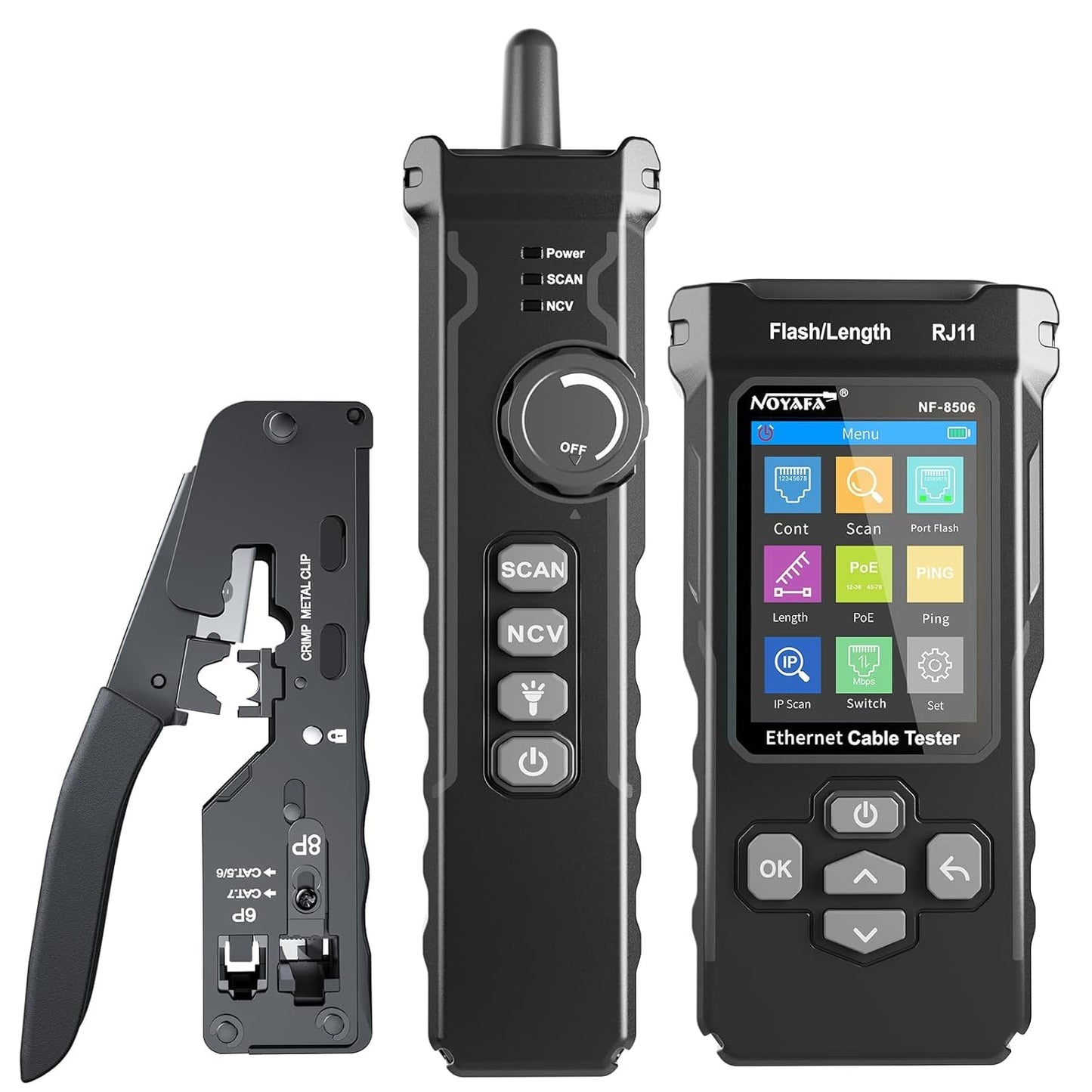 NOYAFA NF-8506 Network Cable Tester with Crimp Tool for CAT5 CAT6