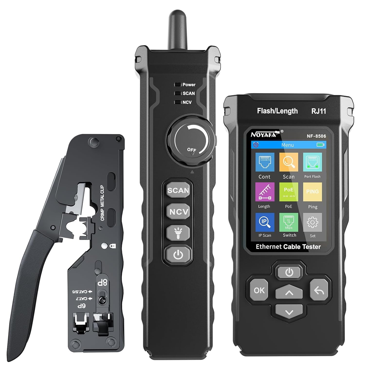 NOYAFA NF-8506 Network Cable Tester with Crimp Tool for CAT5 CAT6