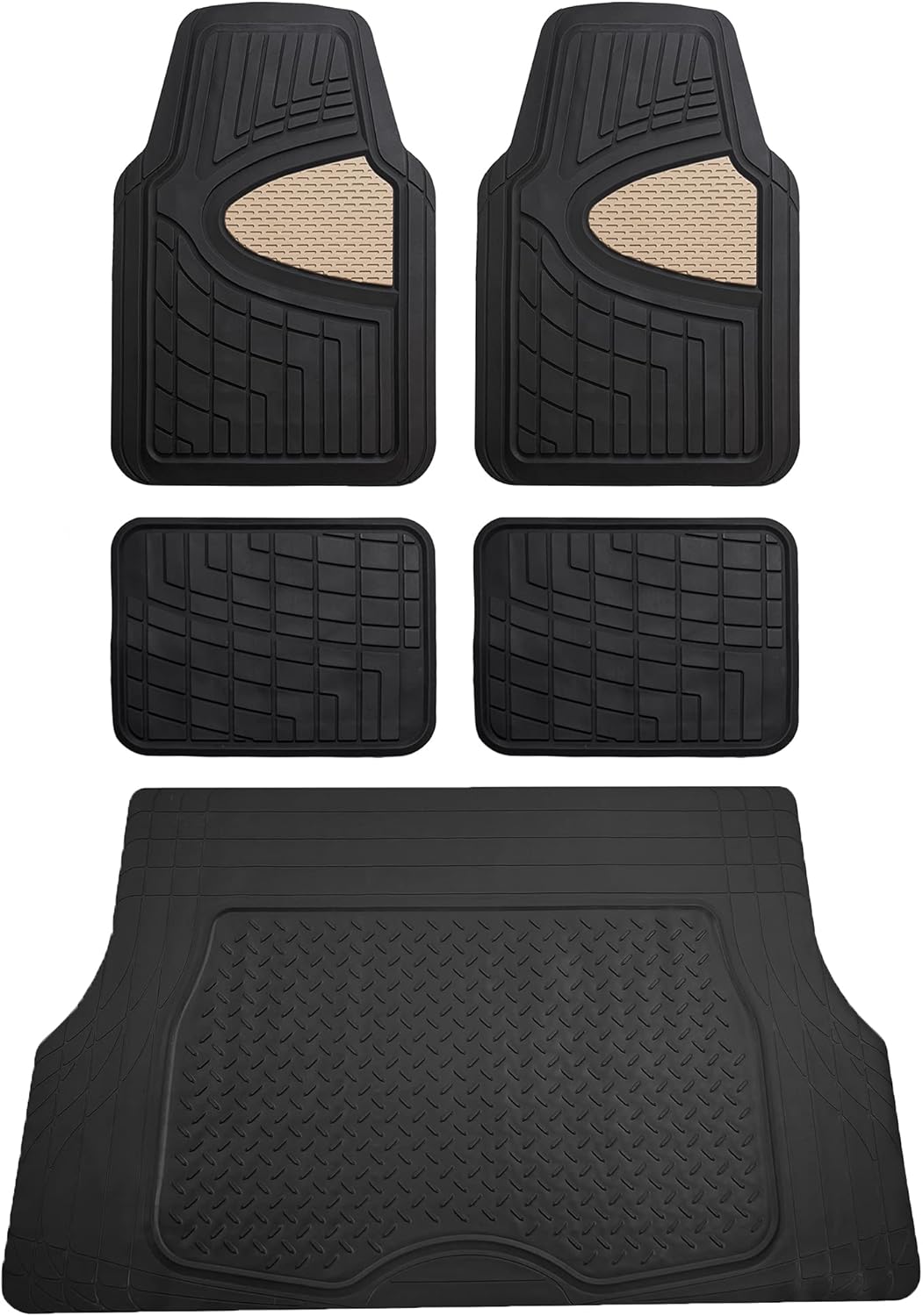 FH Group Premium Liners Tall Channel Trimmable Rubber Floor Mats