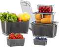 Fruit and Vegetable Storage Containers 4 Pack - Keeps Produce Fresher