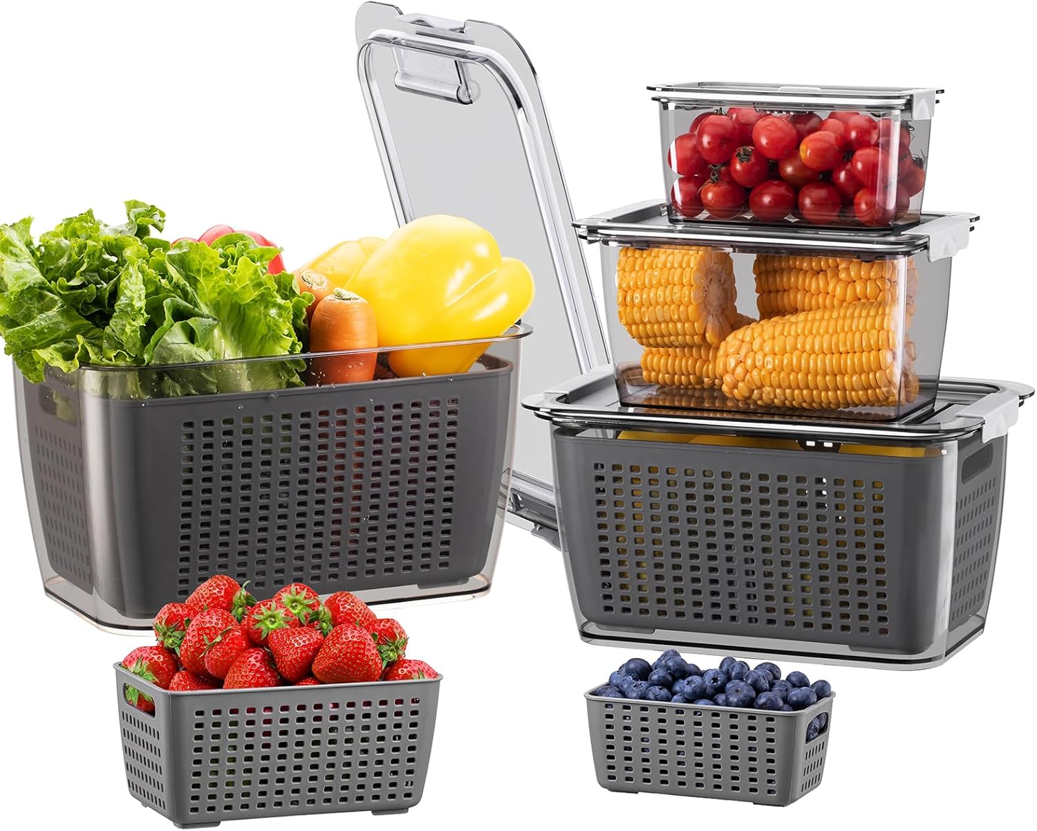 LUXEAR Fruit Containers for Fridge - Keep Produce Fresh Longer