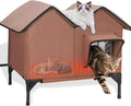 Large Heated Cat House for Outside in Winter - Weatherproof Heated