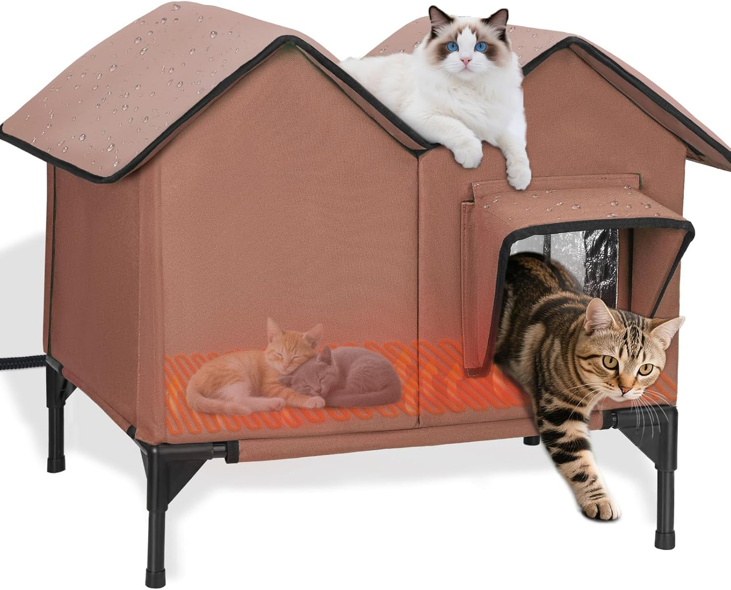 Large Heated Cat House for Outside in Winter - Insulated Shelter