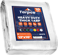 White 12 x 16 Heavy Duty 10 Mil Tarp Cover - Waterproof UV Guard
