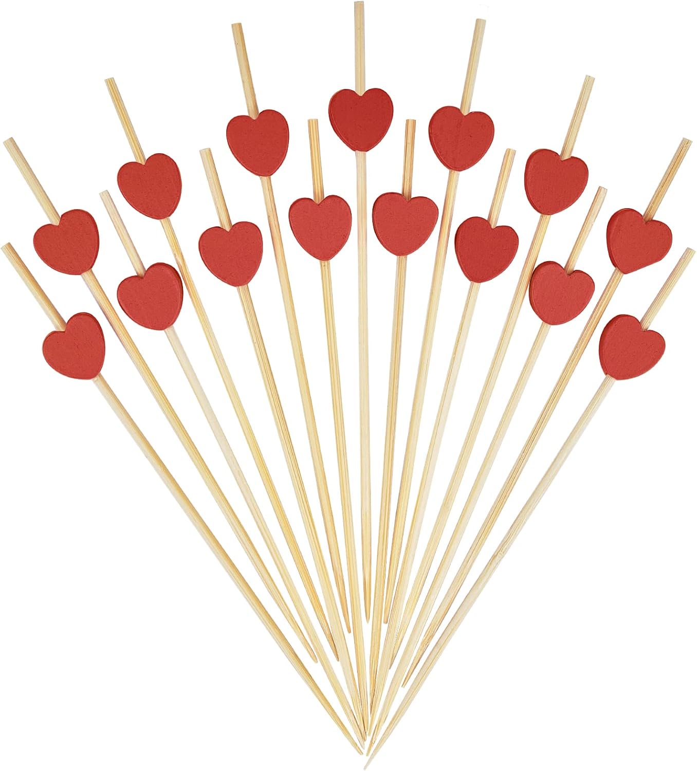 100 Bamboo Heart Cocktail Picks - Valentines Party Decor!