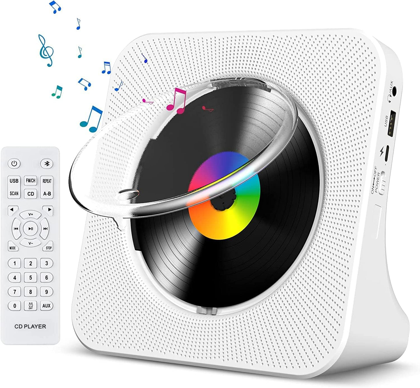 Gueray Portable Bluetooth CD Player with HiFi Speakers and Timer