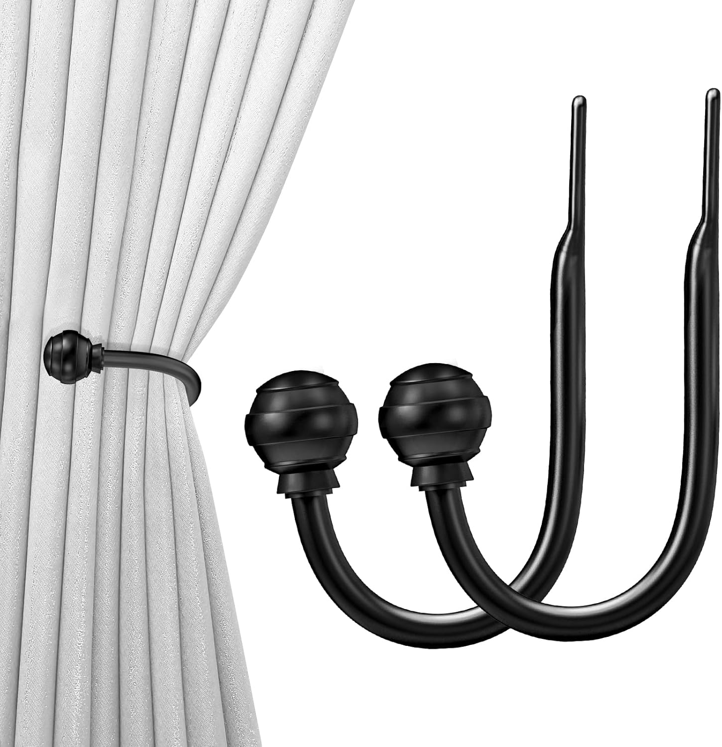 Hion Black Curtain Holdbacks Set - Elegant Drapery Solution