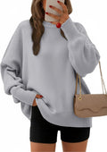 Women Oversized Crewneck Pullover Sweater - Slouchy Batwing Fit