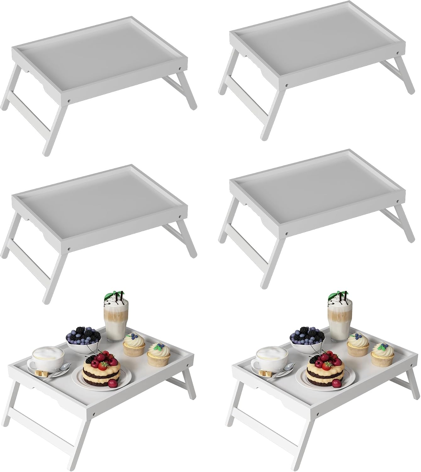 Bamboo Breakfast in Bed Tray Table with Folding Legs for Serving