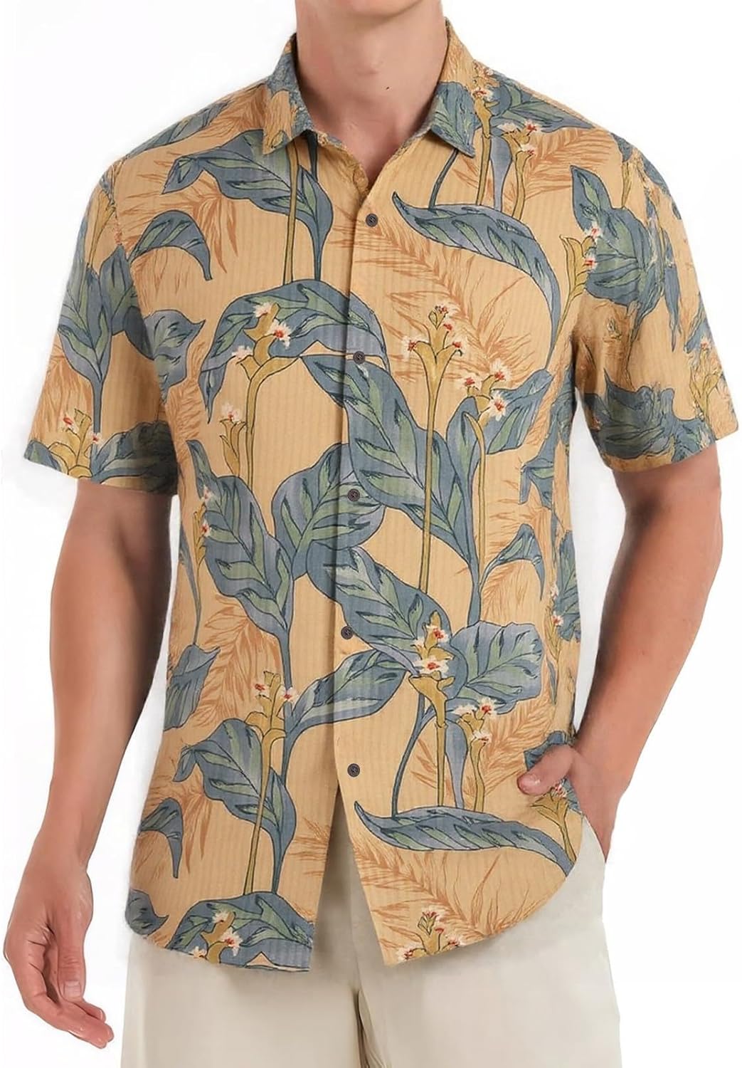 Mens Hawaiian Shirts Silk Short Sleeve for Summer Relaxation