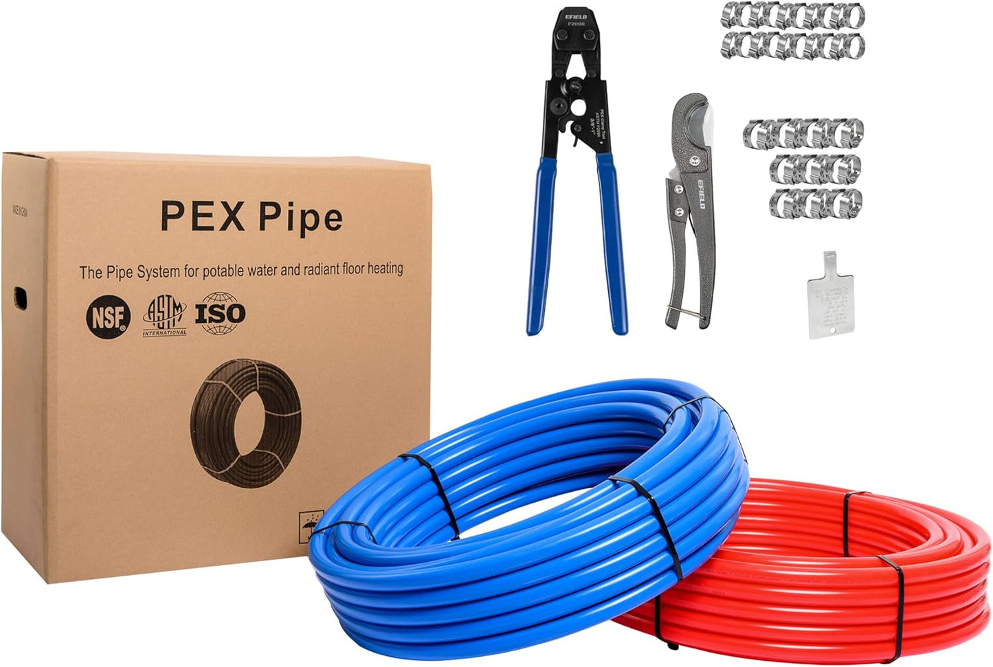 EFIELD 1/2 inch Pex-b Pipe Tool Kit with Crimping Tool and Clamps