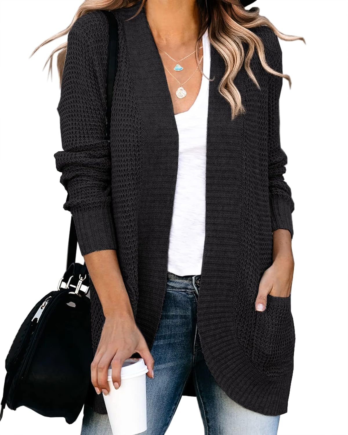 Saodimallsu Womens Loose Open Front Cardigan for Casual Style