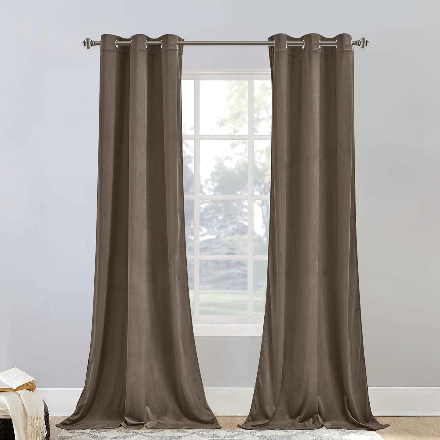 StangH Velvet Curtains 90 inches Long for Light Blocking Privacy