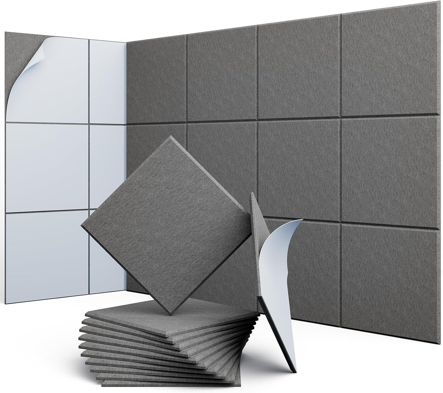 UNECHO 12 Pack 12in X 12in Acoustic Panels for Sound Absorption