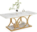 Modern 2-Tier Marble Coffee Table for Living Room