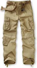 Women's Casual Camo Cargo Pants - Adjustable Waist & 9 Pockets
