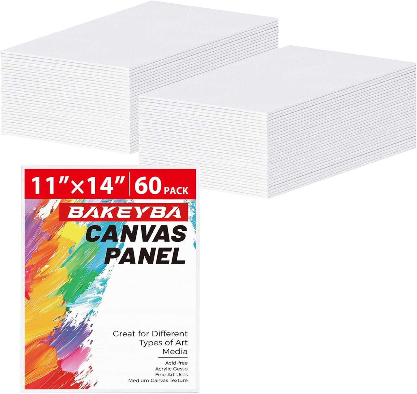 Canvas Boards for Painting 60 Pack - 11x14 Inch Cotton Panels