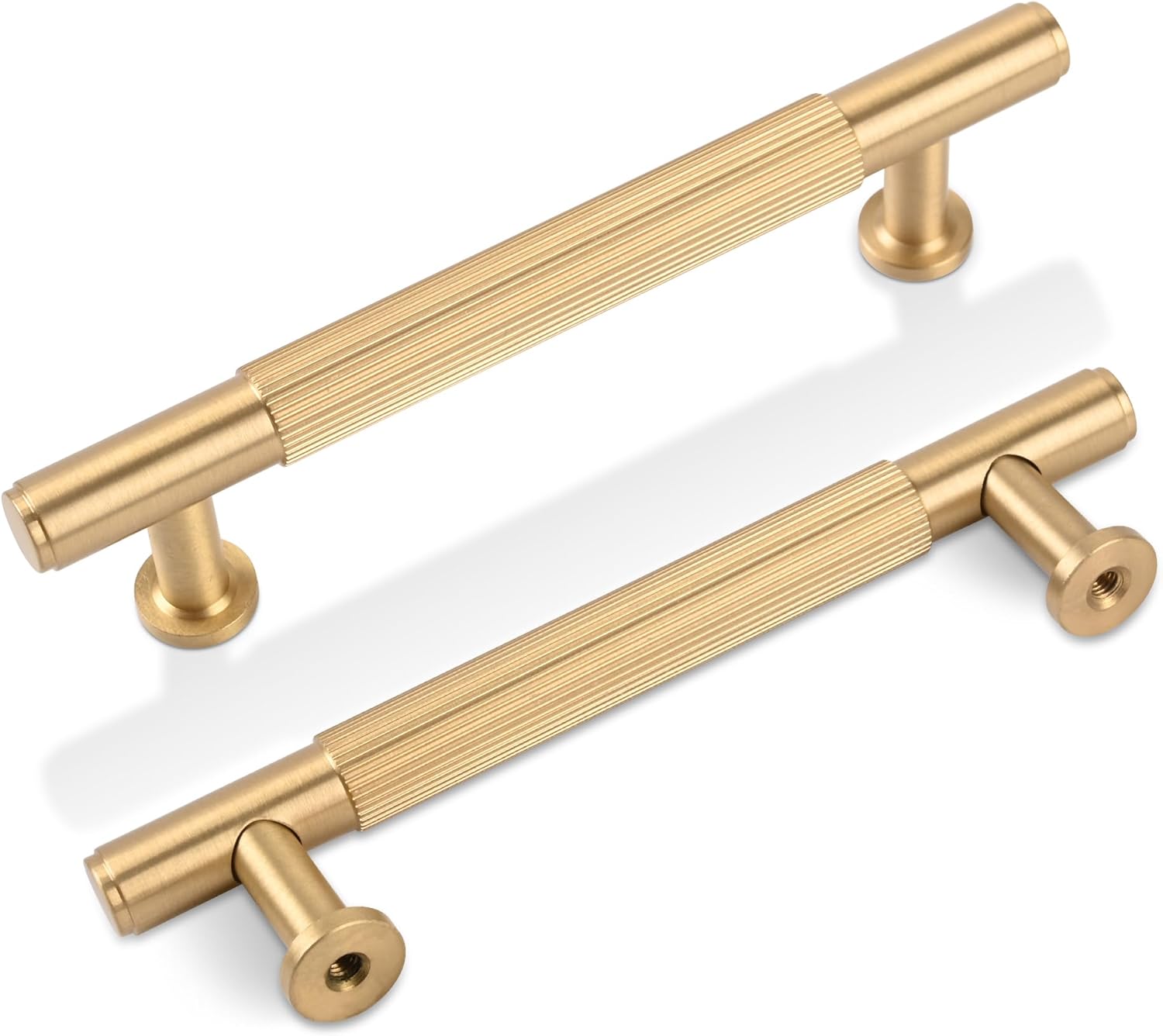 Satin Gold Kitchen Cabinet Pulls - Modern Brass Drawer Handles