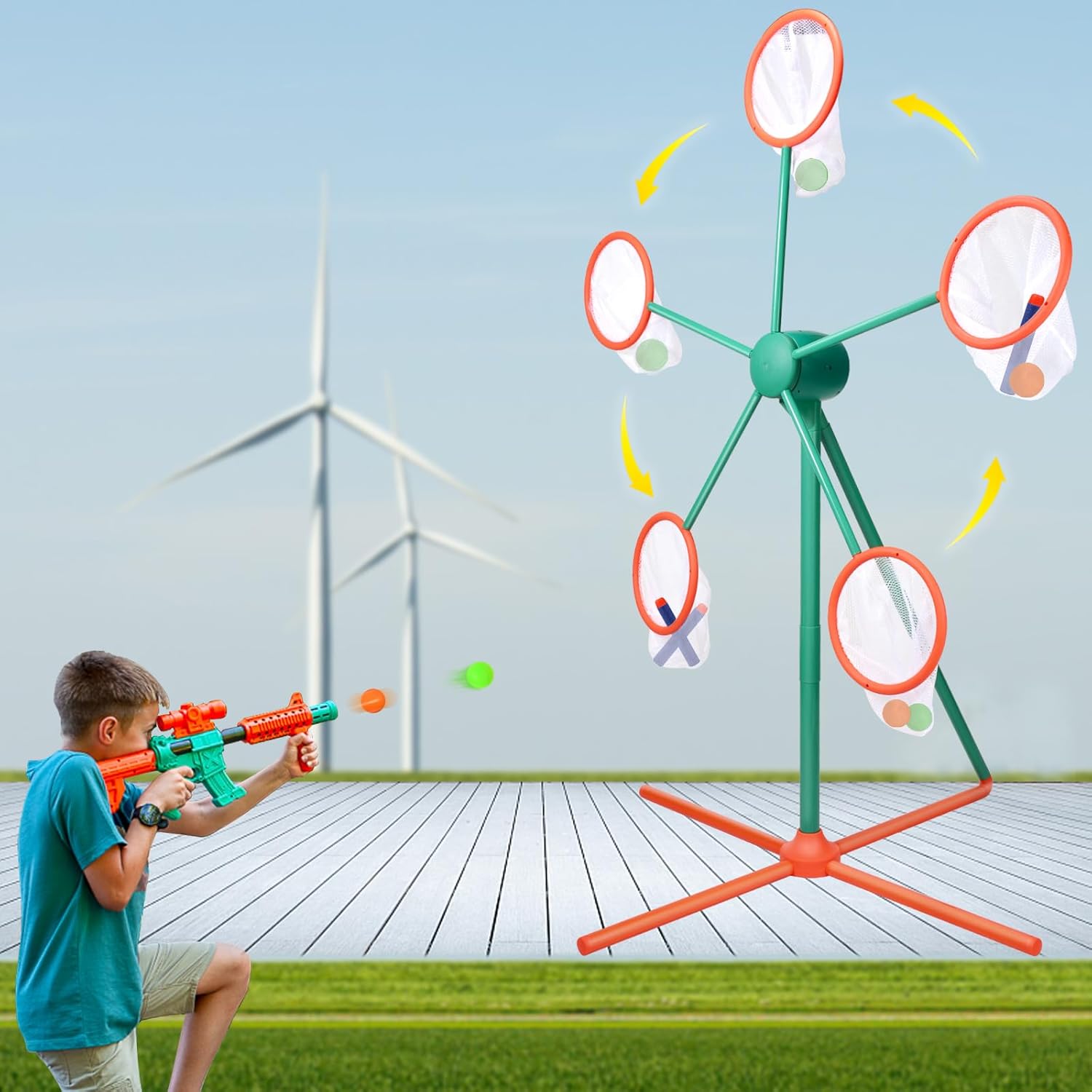 Kids Shooting Target for Nerf Gun Fun - Spinning Practice Game