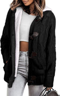 Sidefeel Women's Hooded Fleece Lined Cardigan Sweater - Soft Warm Coat