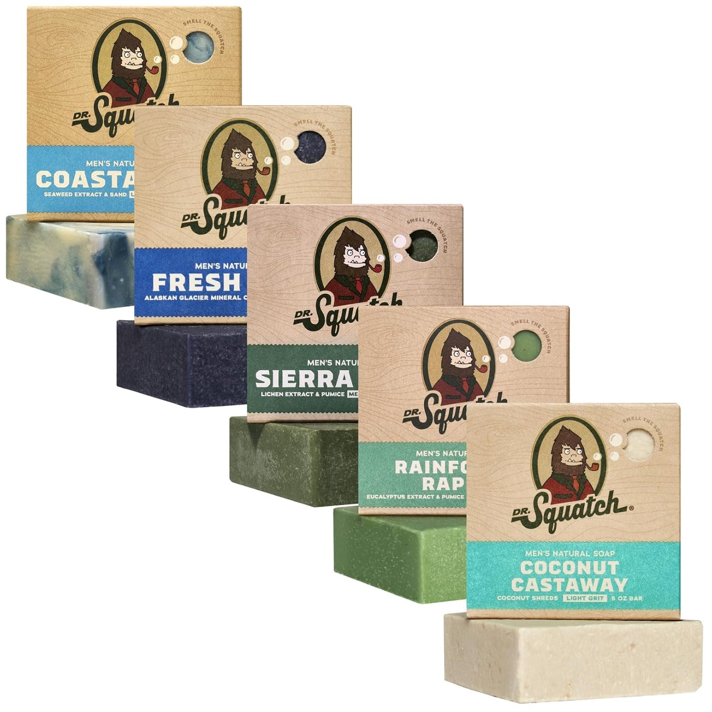 Dr. Squatch Natural Bar Soap for Men - 5-Pack of Fresh Scents