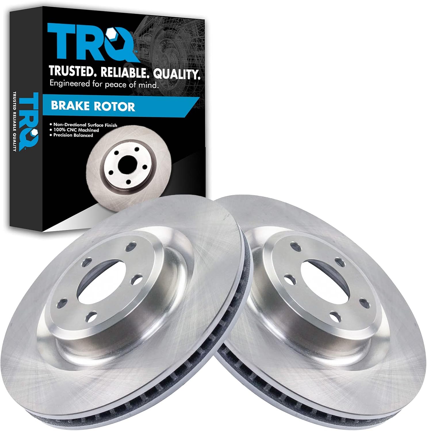 TRQ Front Brake Rotors Set Vented for 2020-2023 Vehicles