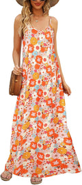 Women's Bohemian V-Neck Maxi Dress with Pockets - Lightweight Summer