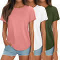 Ficerd 3 Pack Women Short Sleeve Tunics - Comfortable Everyday Tops