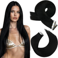 Tape in Hair Extensions Jet Black 24in 20pcs 50g - Seamless Remy