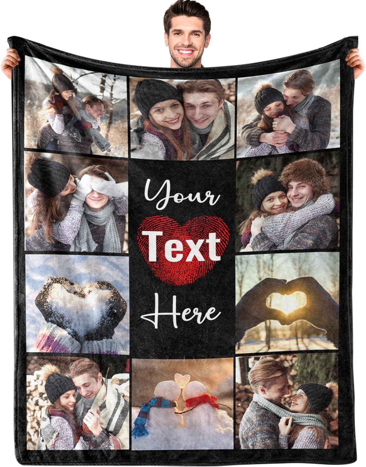 Custom Photo Blanket Personalized Throw Blanket for Couples