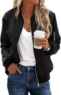 Women Floral Zip Up Bomber Jacket Lightweight Camo Outwear - Versatile
