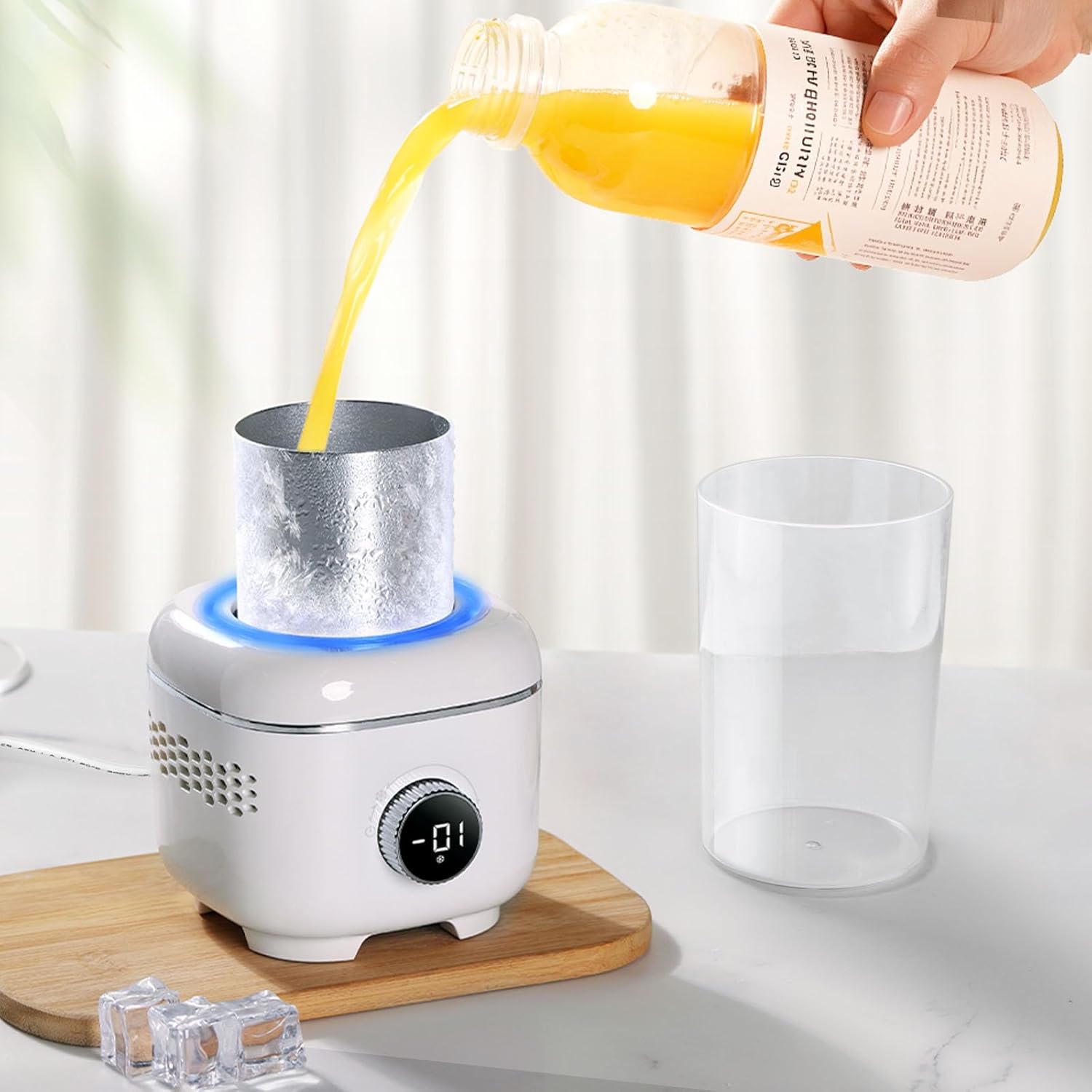 Cooling Cup with Mood Light - 2-in-1 Beverage Cooler for Desk
