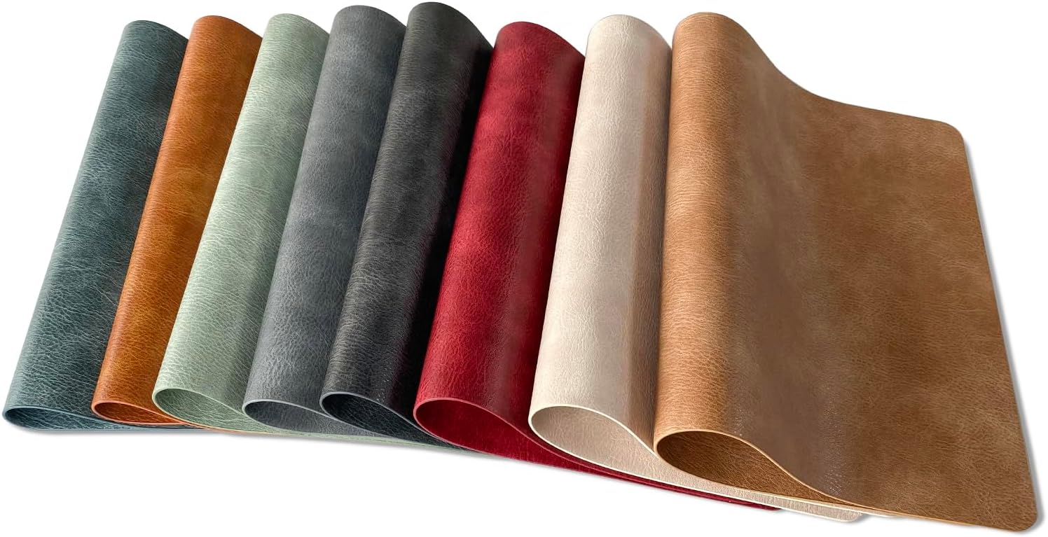 UnivoColors Washed Cowhide Pattern PU Leather Placemats Set