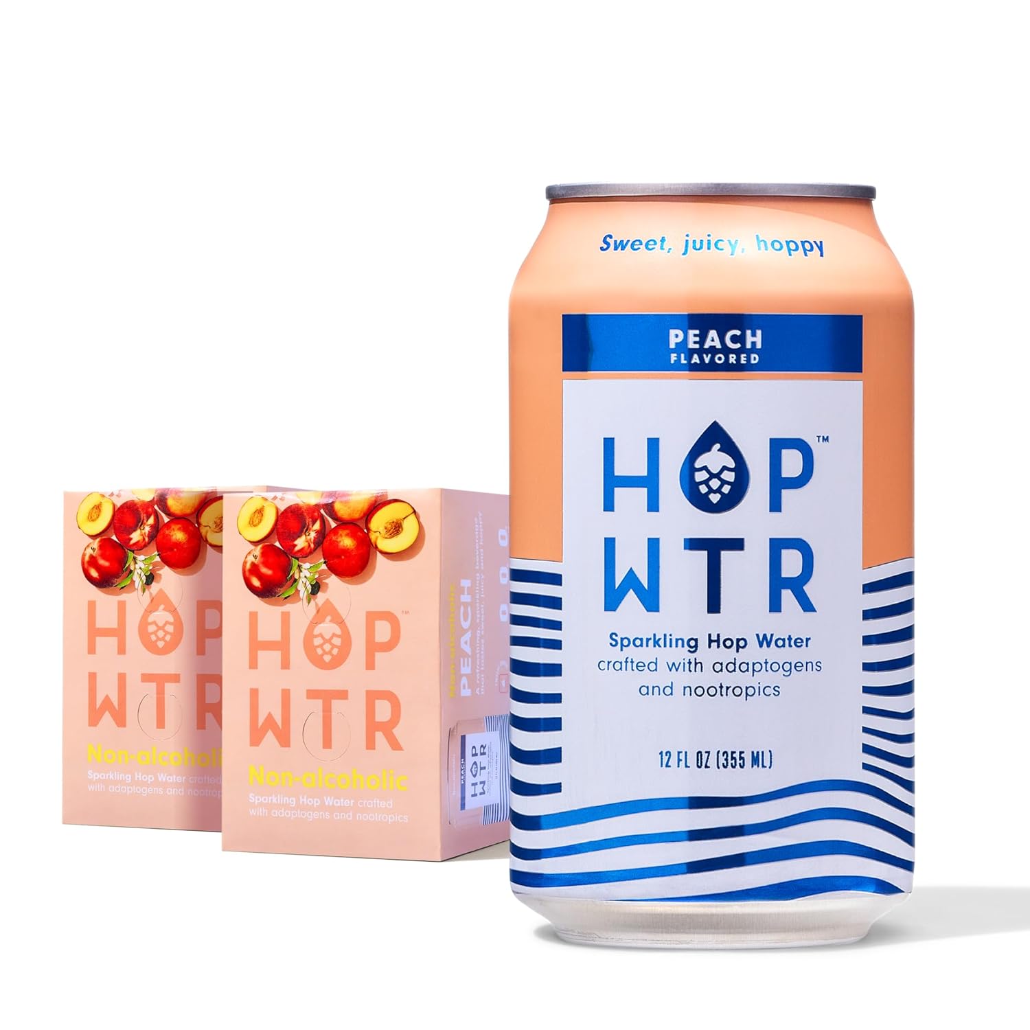 HOP WTR Sparkling Hop Water Peach 12 Pack - Sugar Free Refreshment