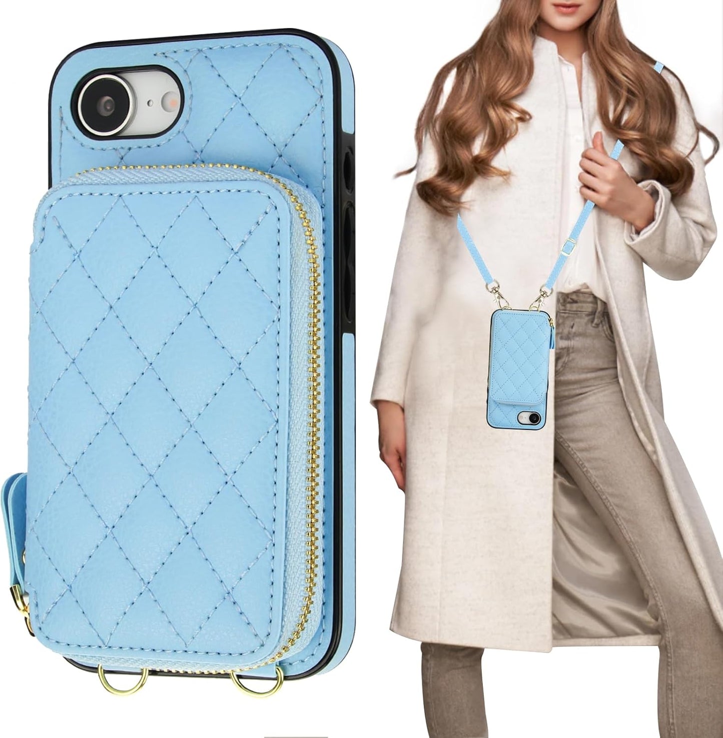 Bocasal Crossbody Wallet Case for iPhone 16e with RFID Blocking
