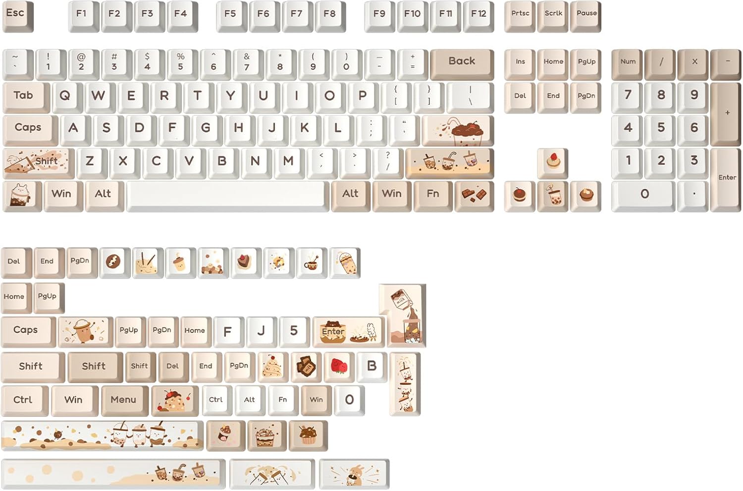 YUNZII Bubble Tea Dye Sub PBT Keycaps for Mechanical Keyboards