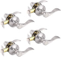 Satin Nickel Hallway/Closet Door Handles 4 Pack - Durable Passage