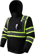 Hi-Vis Winter Safety Bomber Jacket for Men and Women - Black XXL