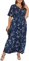 Plus Size Wedding Guest Maxi Dress - Flattering V Neck A-Line