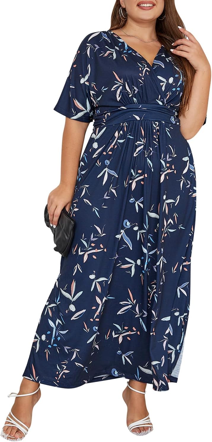 Keluummi Plus Size Wedding Guest Maxi Dresses for Curvy Women