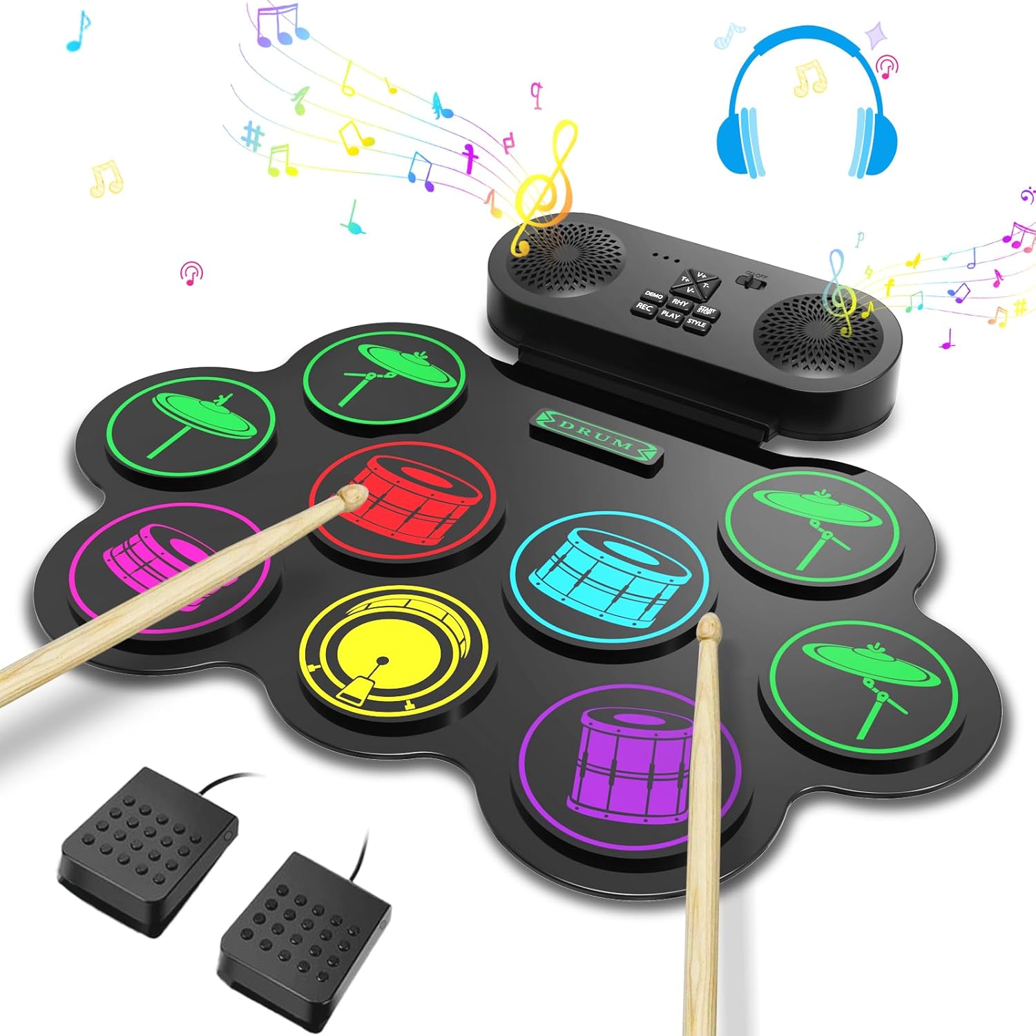 Electronic Drum Set with 9 Pads for Kids and Adults Fun