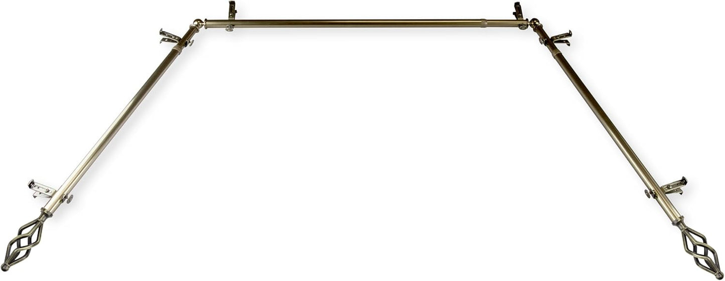 Stylish Bay Window Curtain Rod - Antique Brass