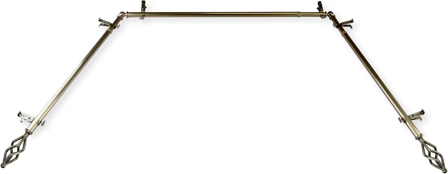 Stylish Bay Window Curtain Rod - Antique Brass
