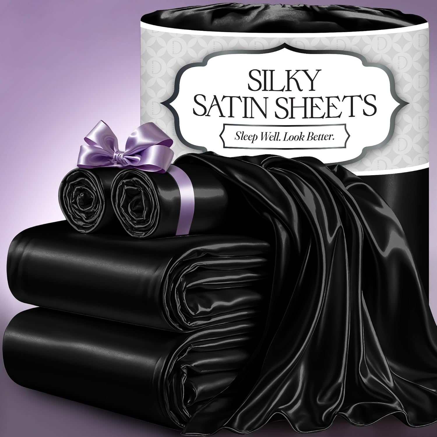 Decolure Satin Bed Sheets - Luxury Silky Queen Size Set