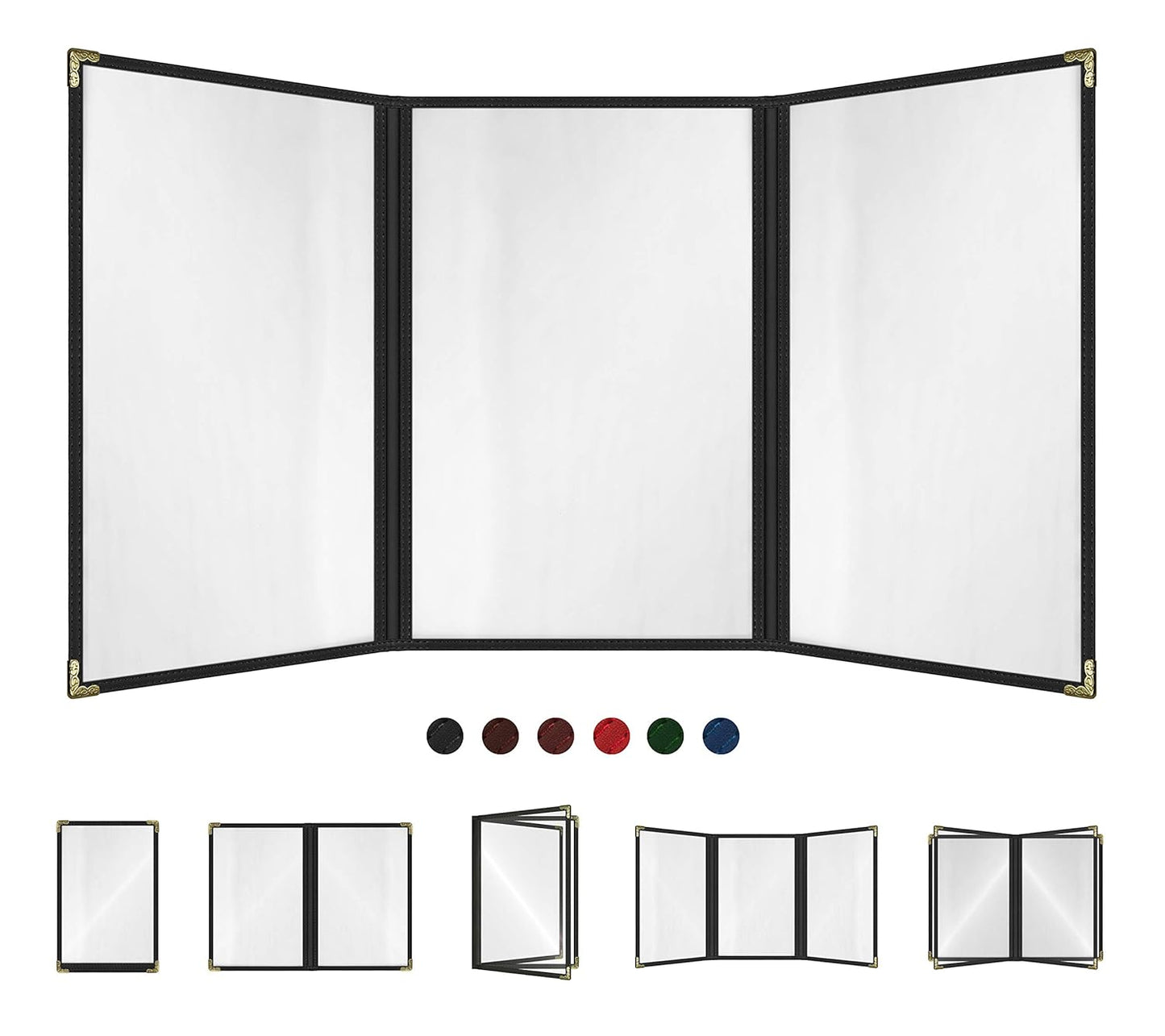 Goodsmart Restaurant Menu Covers 25 Pack Black Trifold 8.5 in x 14 in