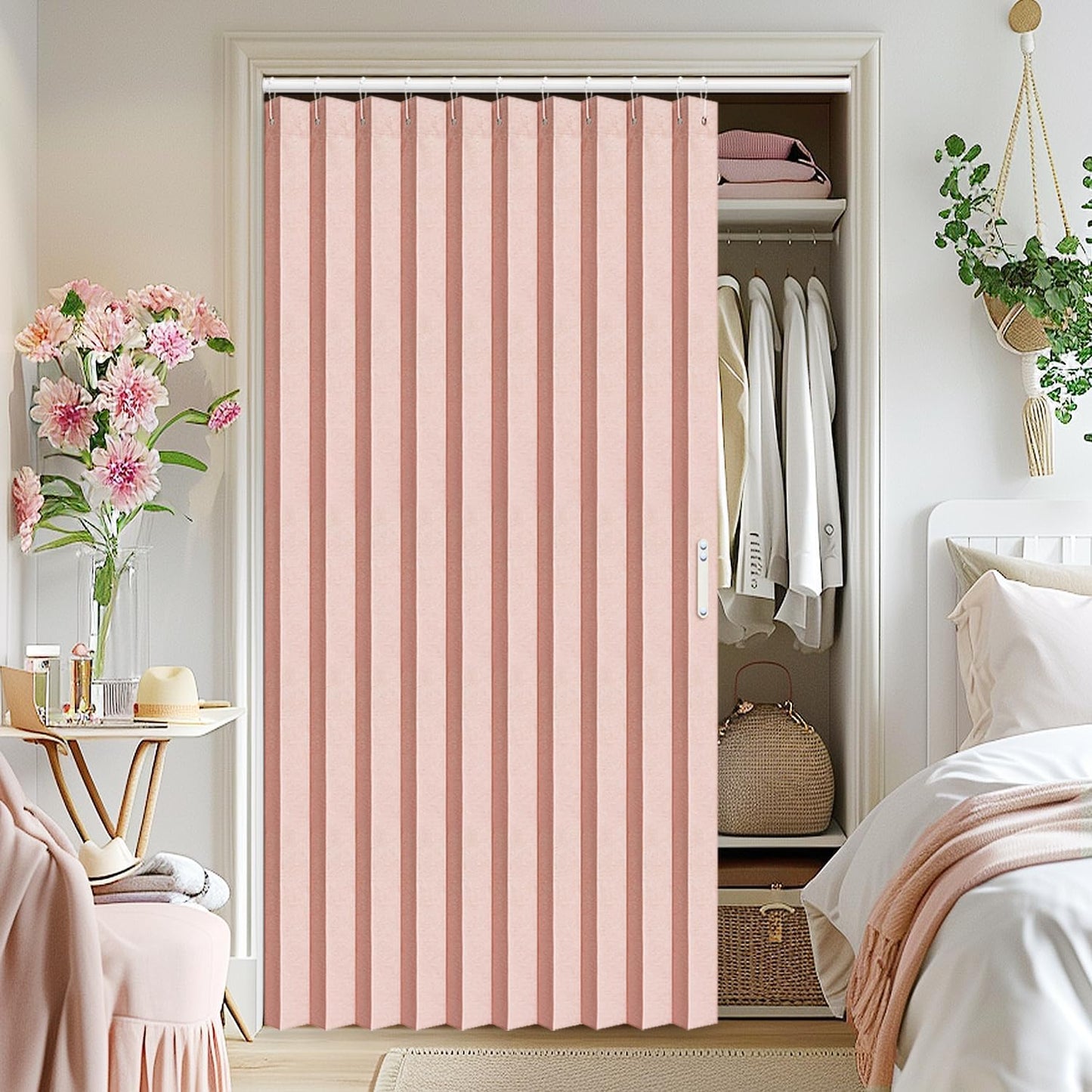 Vatge Accordion Style Doors Curtain - Elegant Pink Room Divider