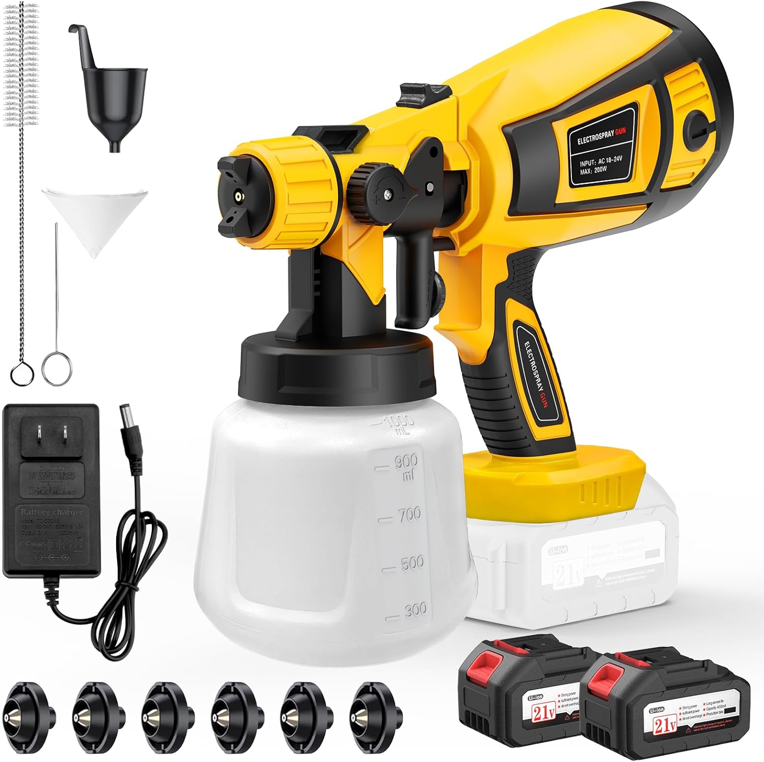 Cordless Paint Sprayer with 650W Motor and 2 Batteries for Home Use
