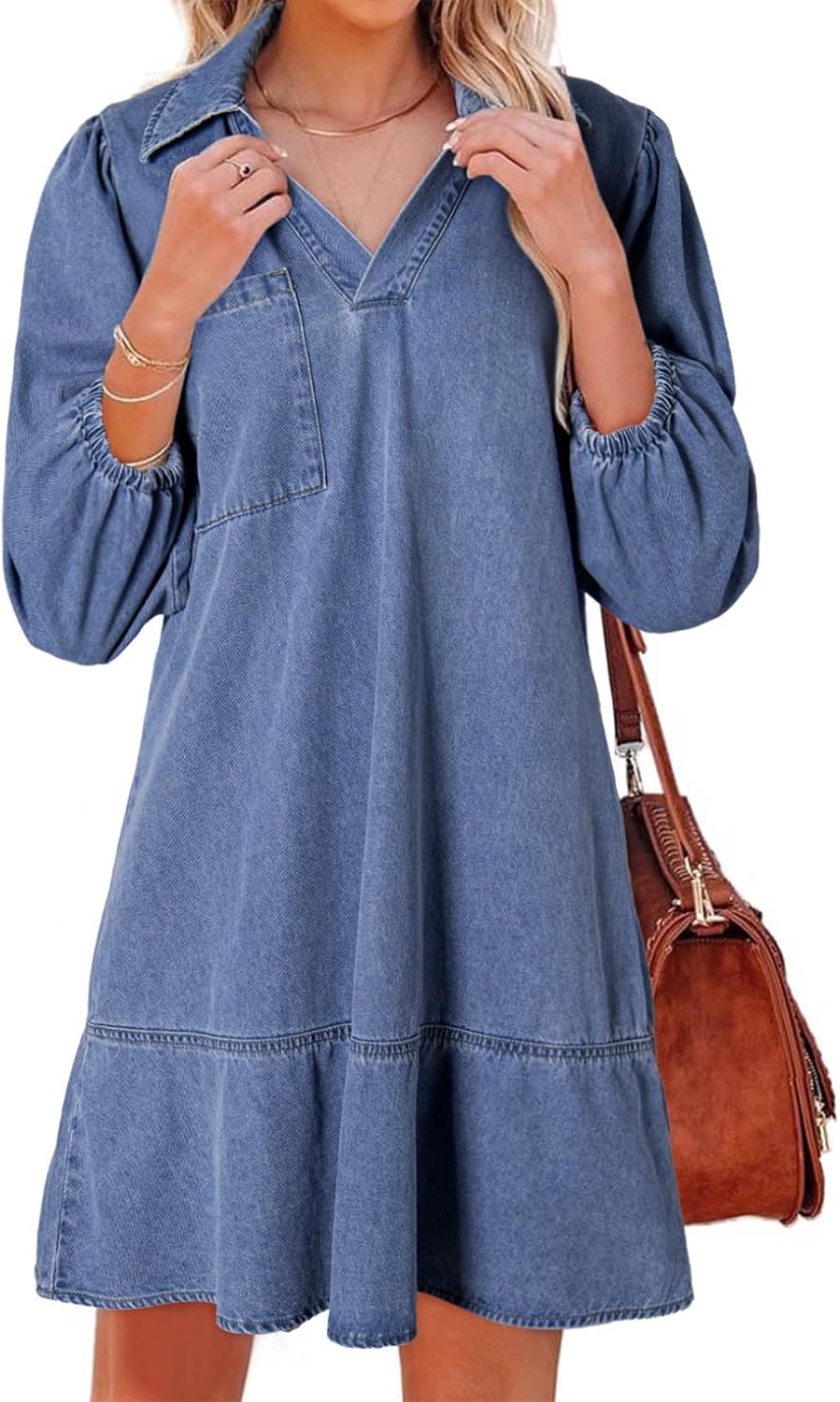 Dokotoo Denim Dress for Women: Chic Fall Casual Babydoll Style